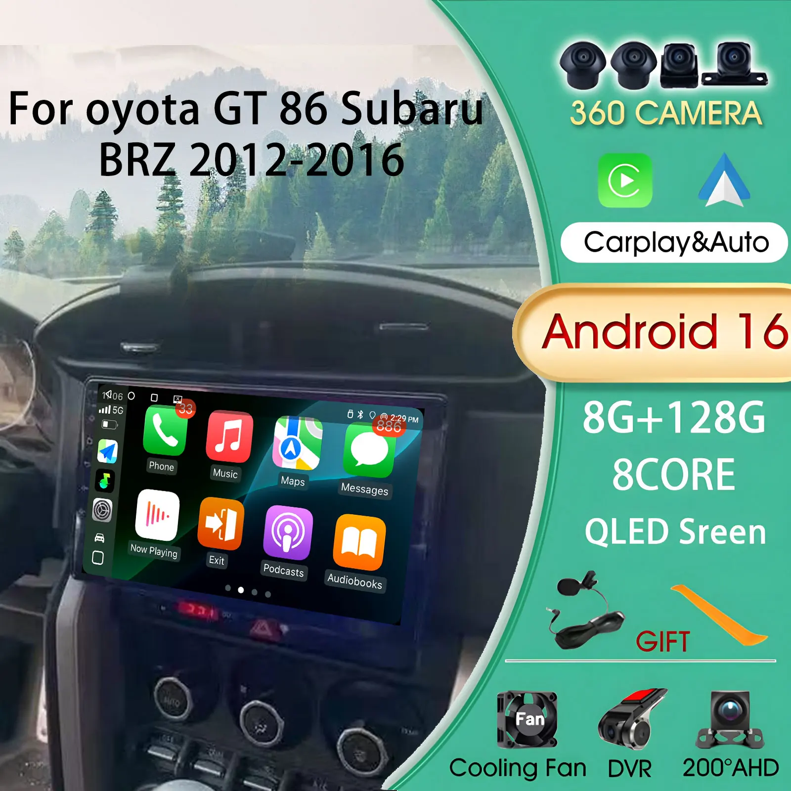 

Android 13 Car Radio For Toyota GT 86 Subaru BRZ 2012-2016 Autoradio Multimedia Video Player Carplay Android Auto Wireless WIFI