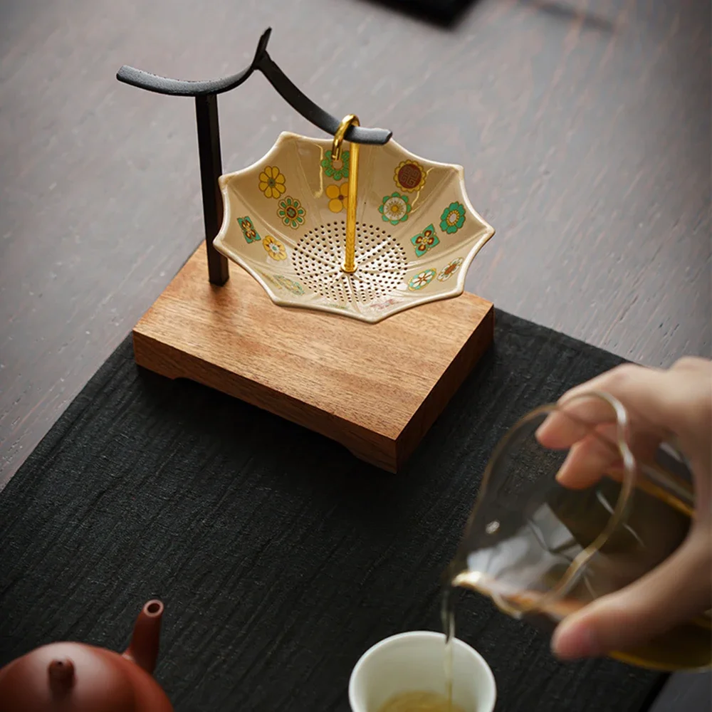 Umbrella Tea Leak Ceramic Tea Filter Tea Leaf Separation Filter Mesh Strainer Desktop Rack Teas Table Ornament Gift for Friends