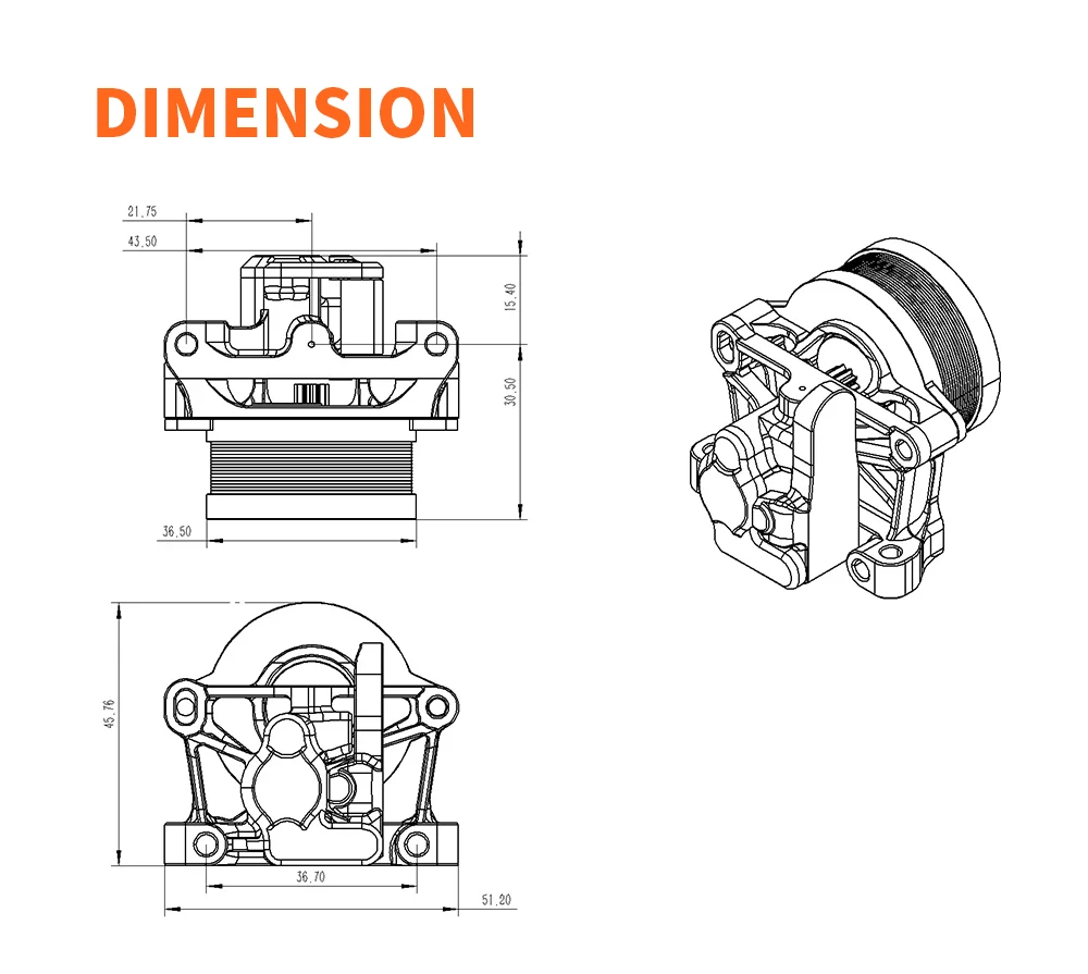 Trianglelab-Sherpa Mini-Extruder, Moons' Motor, LDO-Motor, kein Motor, Spritzguss, stark und langlebig, geringes Gewicht. – Detail 5