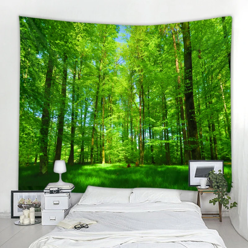 

Beautiful Sunny Forest Tapestry Nature Landscape Woods Wall Hanging Boho Mandala Tapestry Art Wall Decor