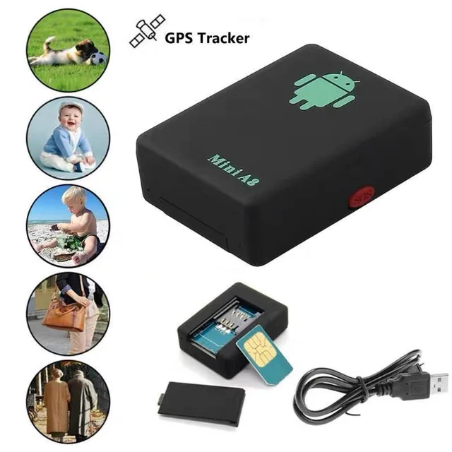 Mini A8 No GPS Tracker Locator Samochód w czasie rzeczywistym Dzieci Zwierzęta domowe GSM/GPRS/LBS Śledzenie Zasilacz z przyciskiem SOS Kabel USB