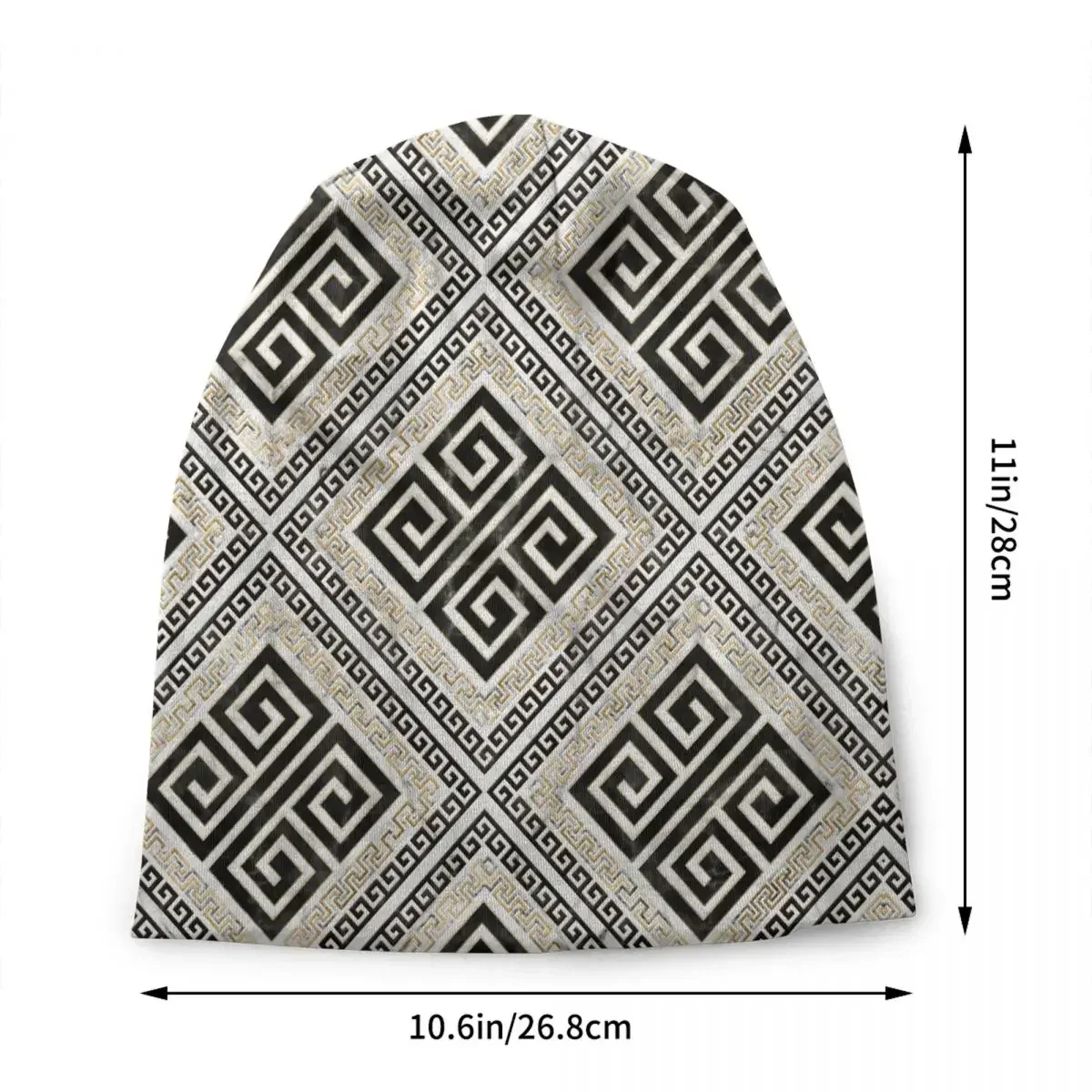 Greek Key Bonnet Hat Knitting  Men Women Fashion Unisex Meander Black And White Marble Winter Warm Skullies Beanies Caps