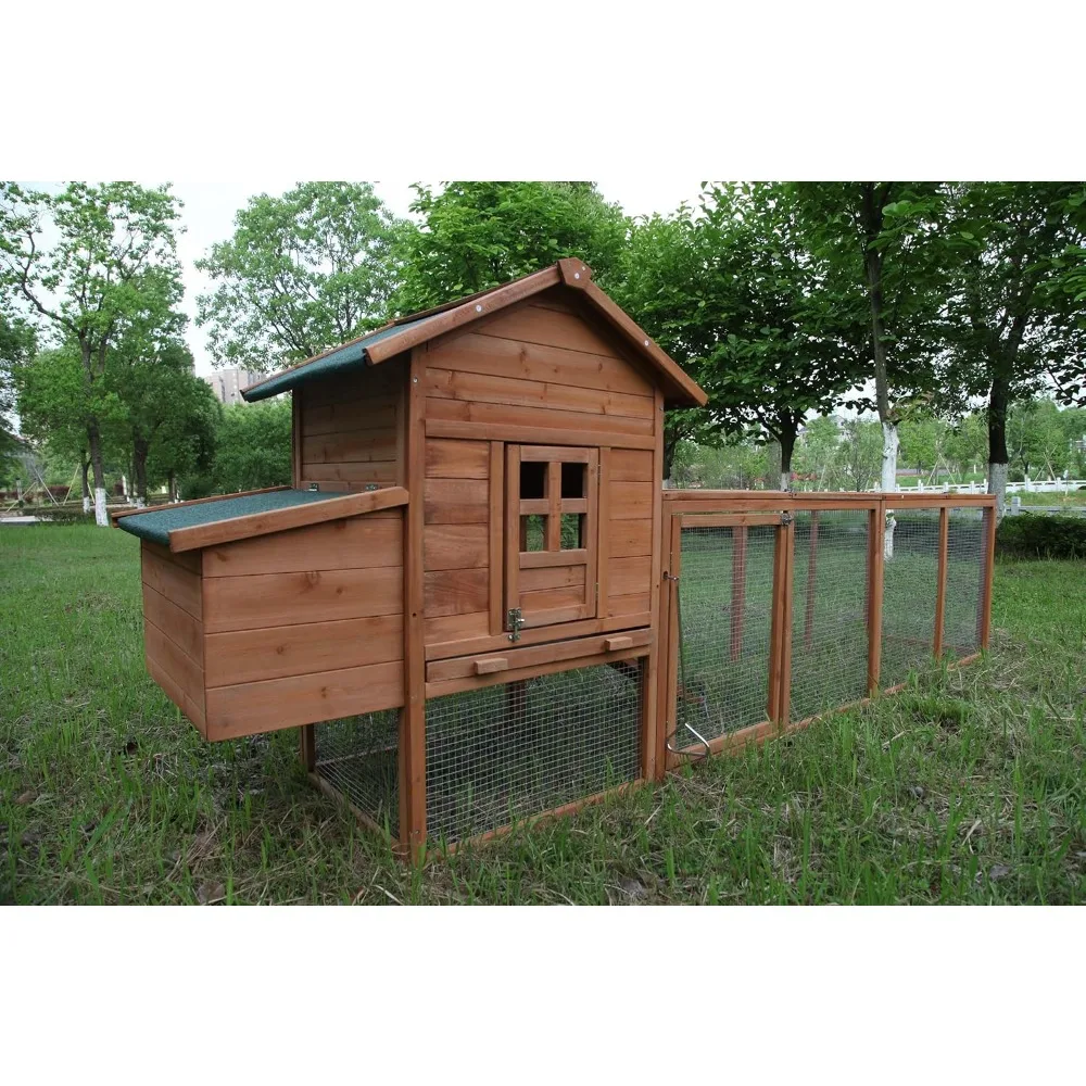 120'' Large Chicken Coop with Nesting Box&Run,Wooden Chicken House for 2-6 Chickens, Hen House, Poultry Pet Hutch, Rabbit Hutch