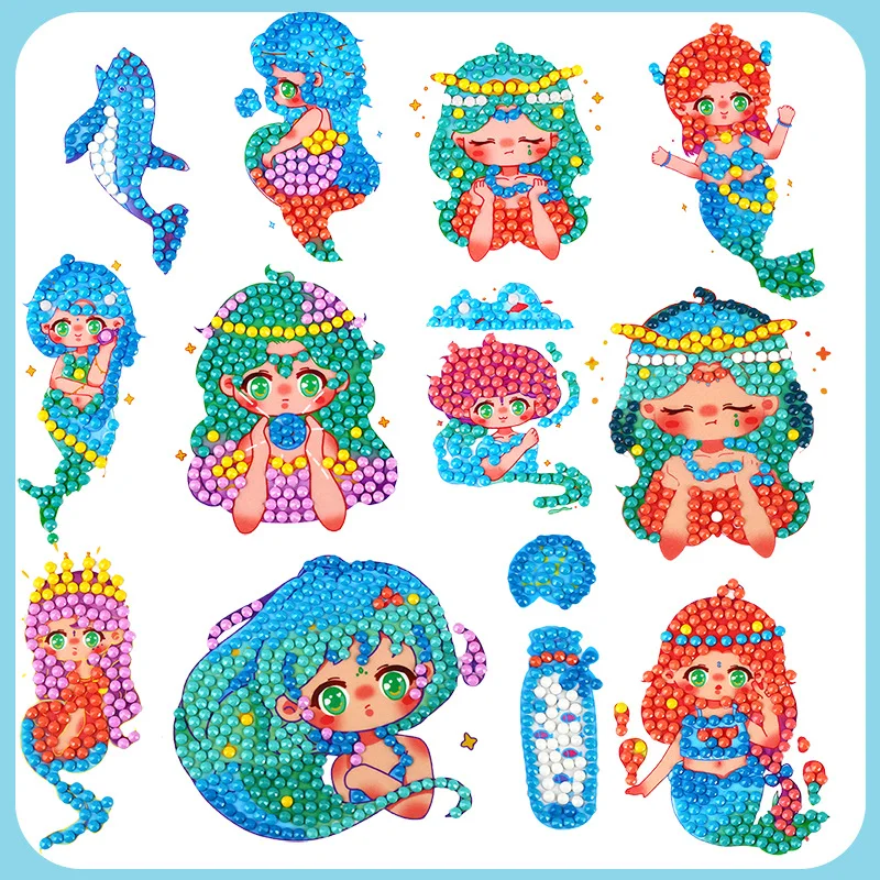 Dipinti di diamanti fatti a mano per bambini Dot Diamond Paintings Cartoon Diamond Stickers dipinti decorativi fai da te artigianato per bambini