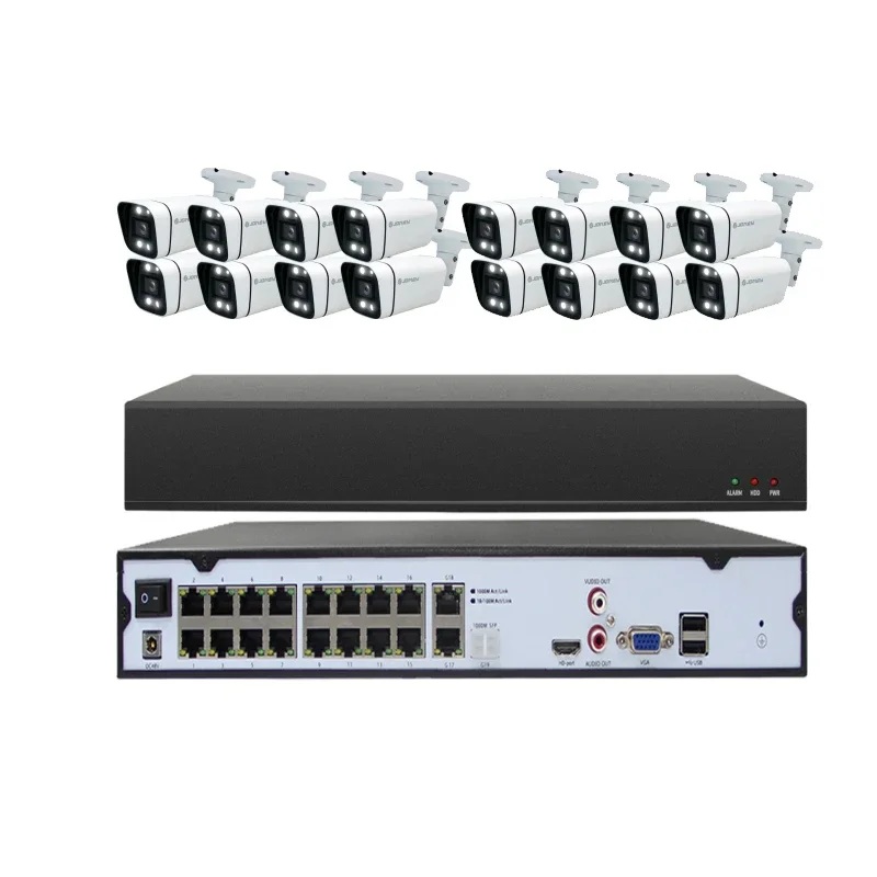 Sistema di videosorveglianza per telecamere IP 4K a 16 canali da 8 Megapixel con kit CCTV per registratore Cctv Poe Nvr da 8 MP (hdd, cavo opzionale)