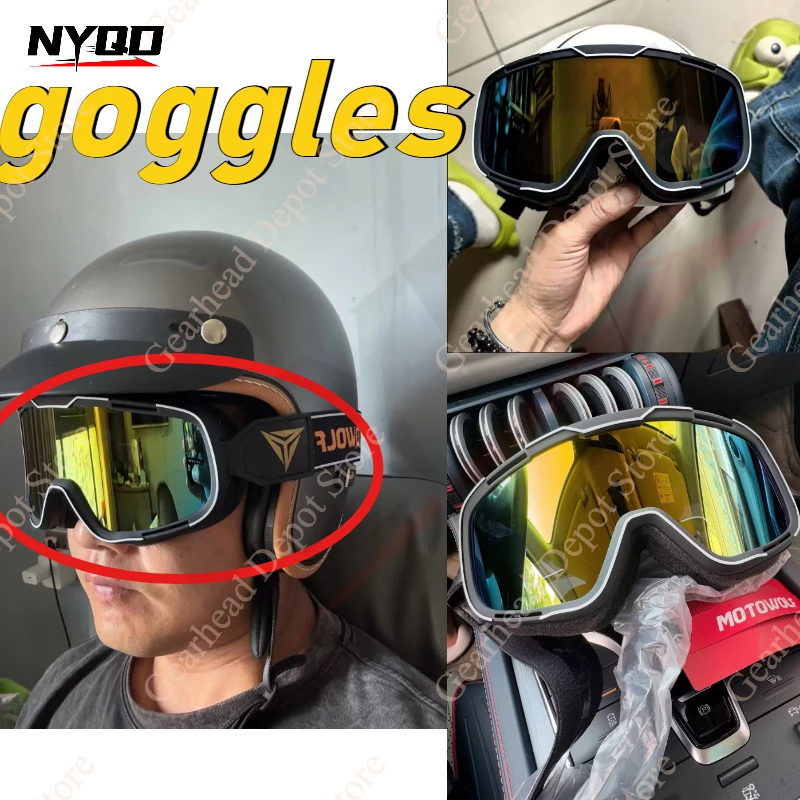 

Motorcycle Off-road Riding Retro Anti-fog Goggles Long-distance Motorcycle Riding Windshield Sand Goggles Dust Helmet Windshield