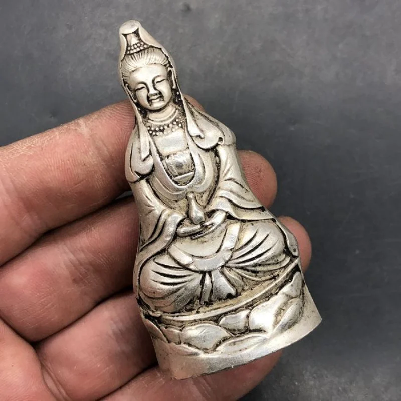 

Antique Tibetan Silver Guanyin Buddha Statue Ornaments