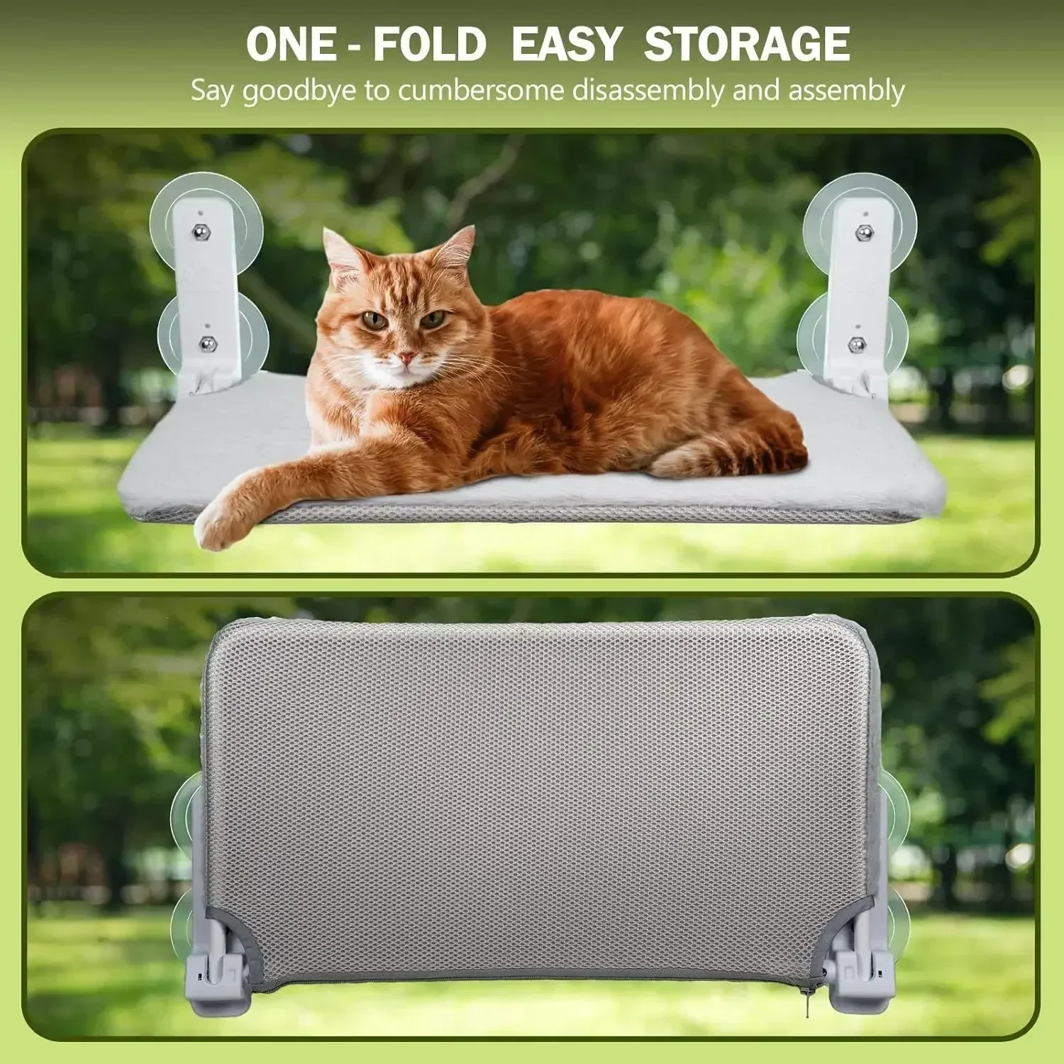 

Cat Nest, Suction Cup Hammock Windowsill Glass Hanging Easy Installation Extra Strong Load Bearing Cat Hammock Foldable Pet Nest