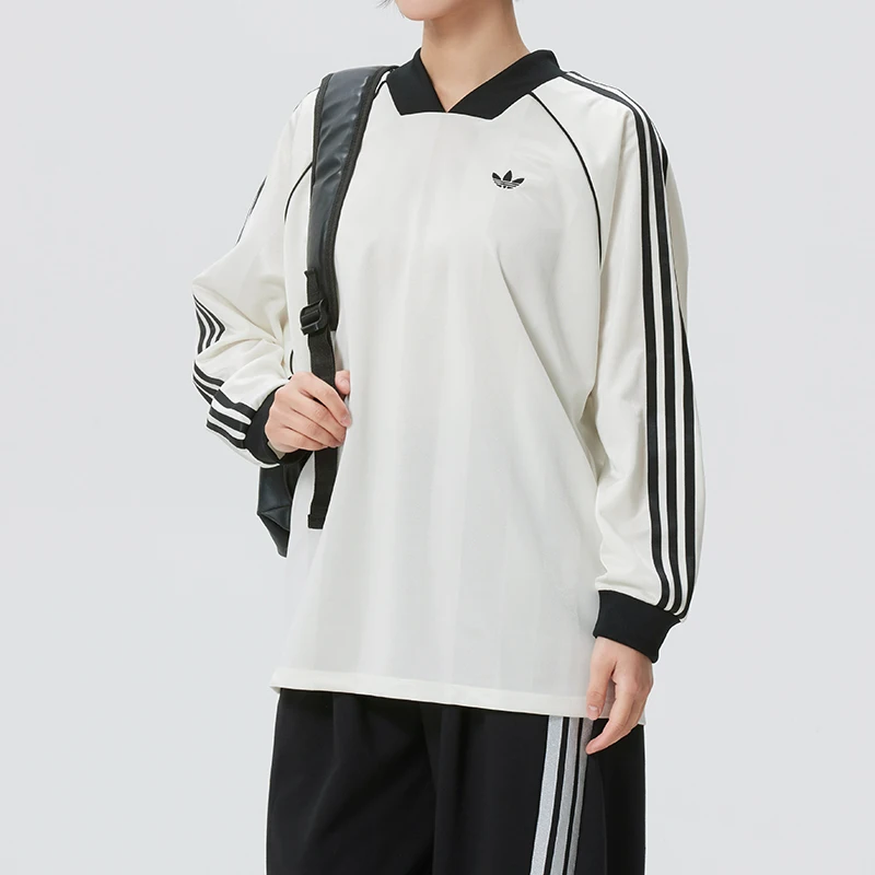Camiseta Adidas (Adidas) Trefoil para mujer, para viajes al aire libre, moda moderna, cómoda, transpirable, jersey de manga larga, Kg3711