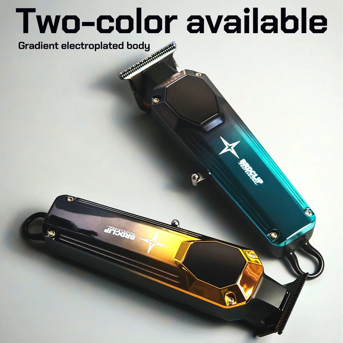 New Two Colors Professional Barber BRDCLIP 506T Hair Clipper 7000RPM DLC Blade Men's Trimmer Hanging Rings 1200mAh 3 Limit Combs