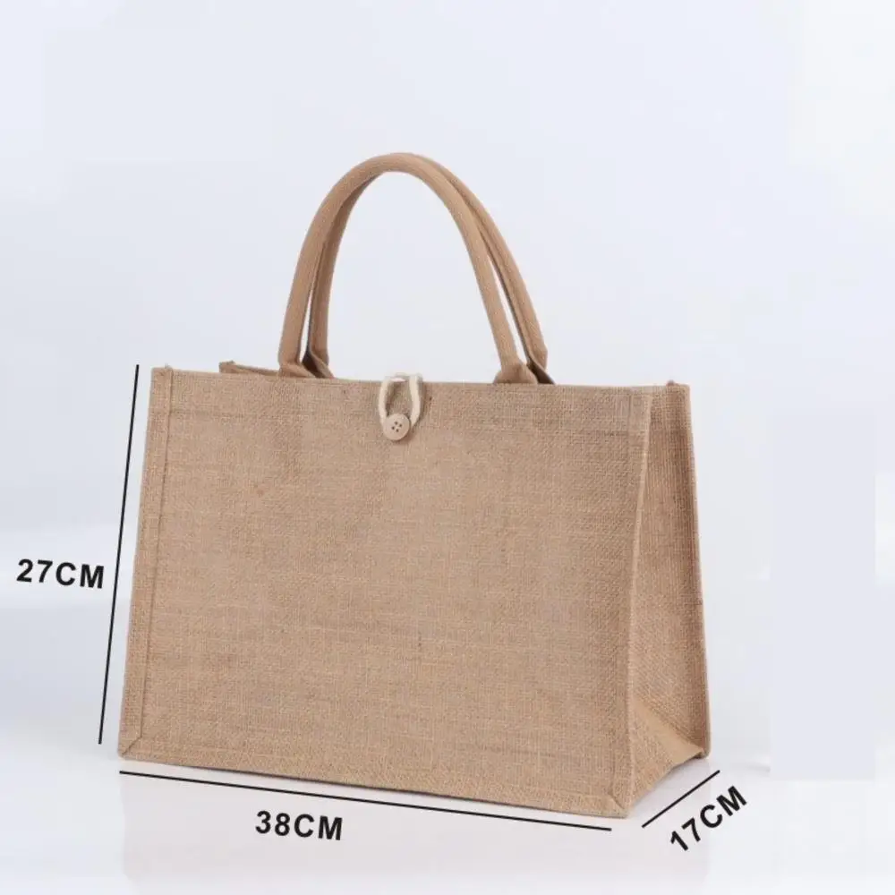 Linen Tote Bag Linen Handle Coarse Reusable Linen Beach Shopping Bag Gift Packaging Bag Handheld Jewellery Storage Bag