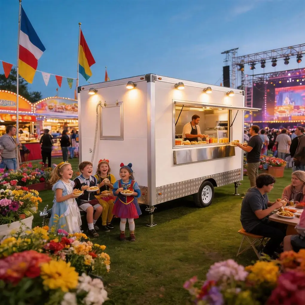 Fresh Donut And Churro Food Trailer With Commercial Fryers And Sugar Coating Stations For Local Fairs