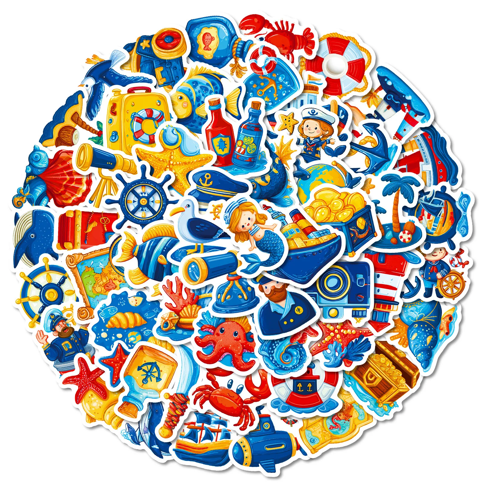 56 Uds. Pegatinas divertidas de dibujos animados de navegación, Graffiti de vida marina, decoración de capitán marinero, juguetes DIY para niños, calcomanías para ordenador portátil, guitarra y bicicleta