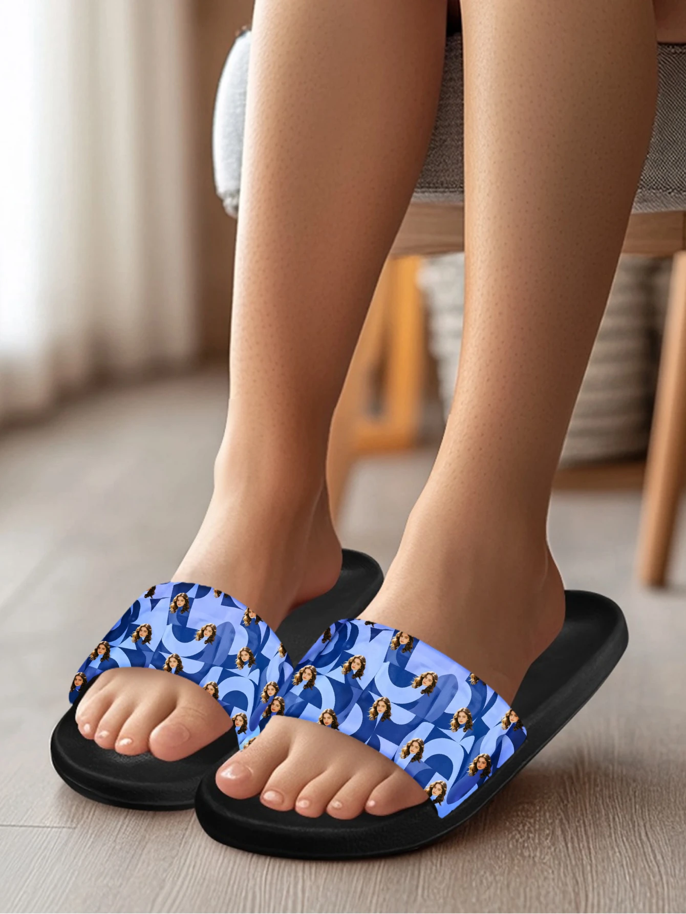 Customized women's slippers Customized text slippers Personalized fun text pictures Customized gifts for family and friends