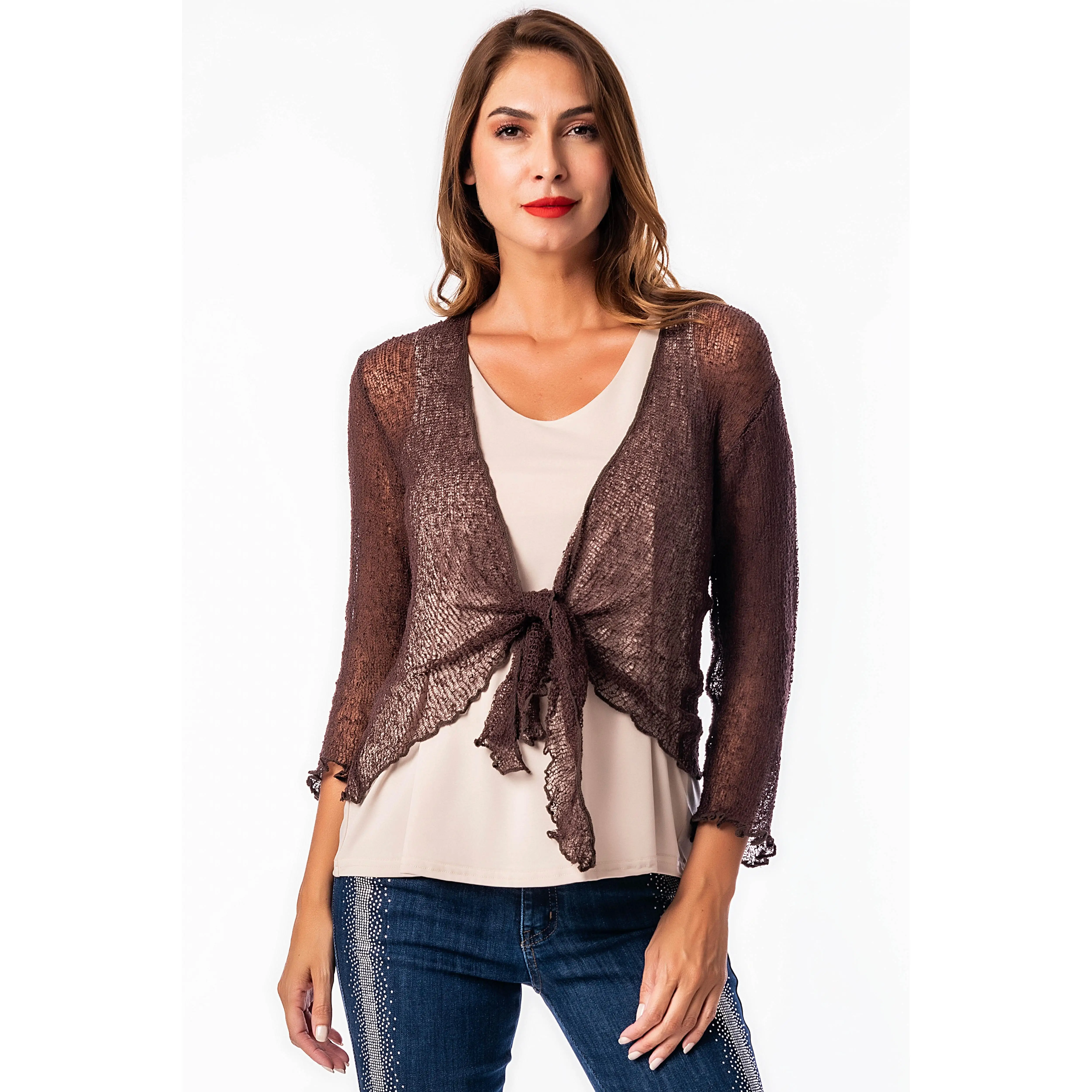Top Bolero – Masquenada - Torera Color Marrón Chocolate- Talla Unica