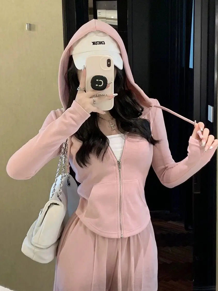 

Fashionable Youthful Casual Set Women Spring Autumn Student Korean Style Slimming Sports Wide Leg Pants Two Piece Set Ins