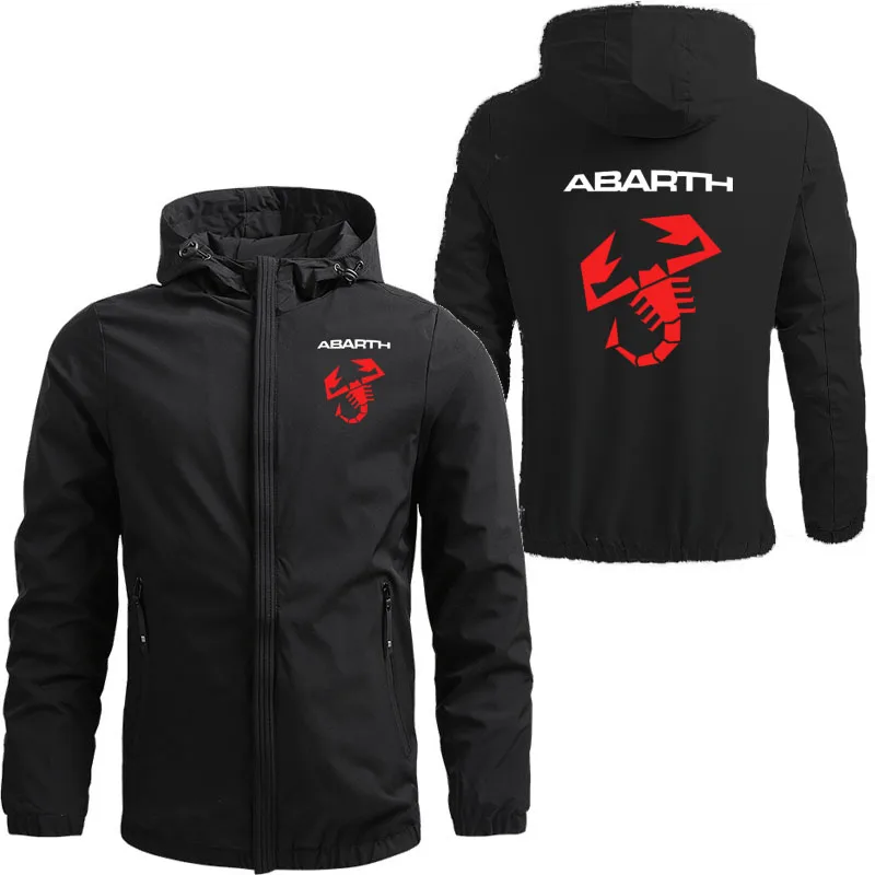 

2024 New Windproof Men's Hooded Jacket abarth printing Comfortable Mountain Travel Military Bomber Jacket Plus size men's coat