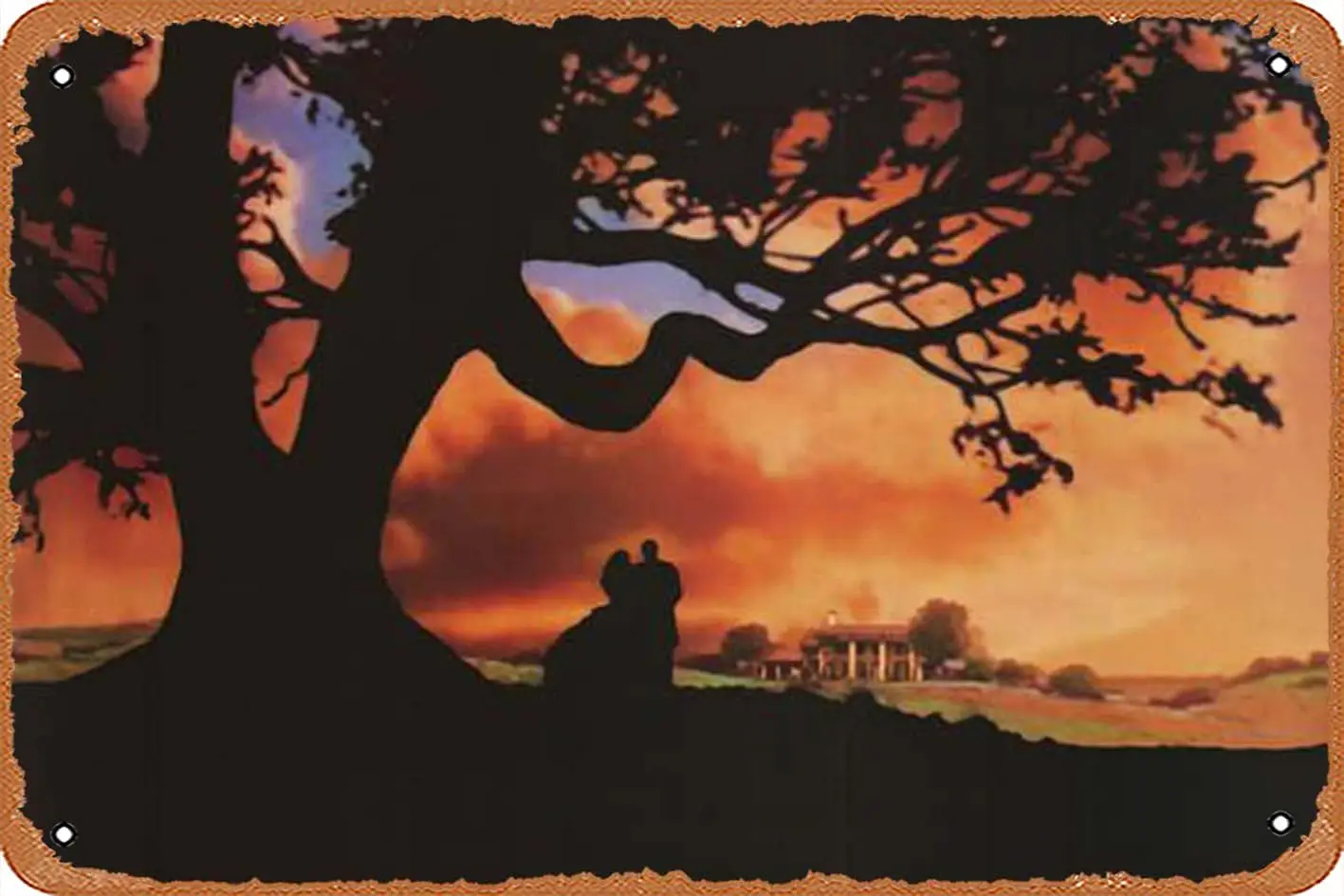 1p,muecddoa Movie Metal Posters Gone with The Wind Silhouettes Tin Metal Sign 8