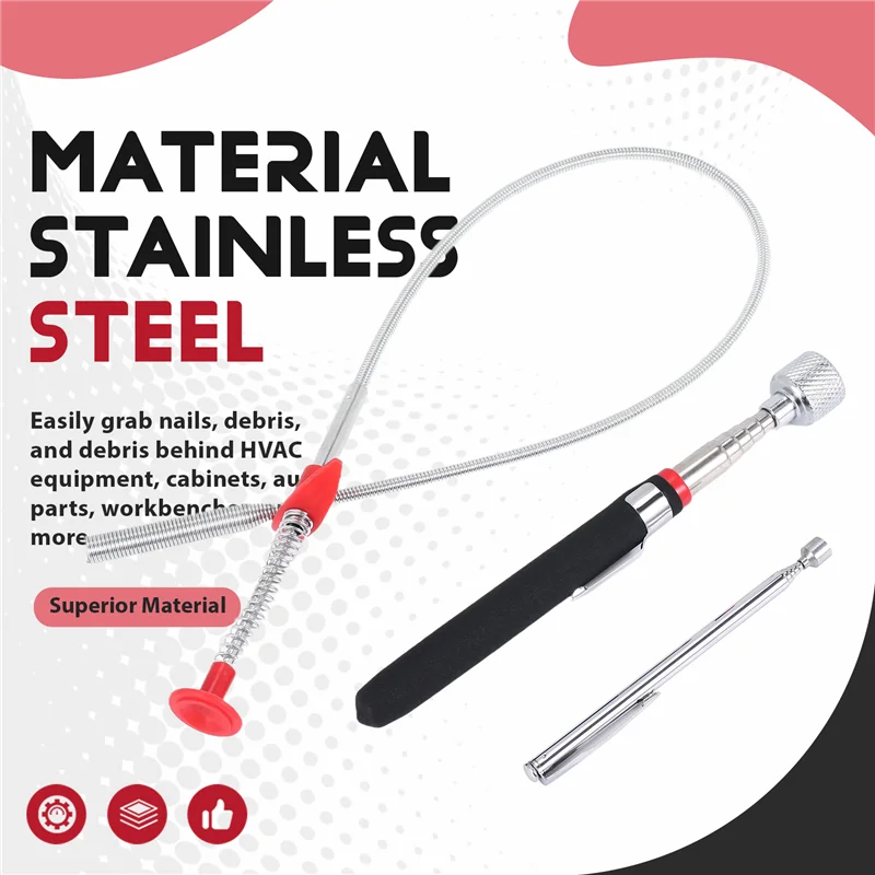 【Najlepiej sprzedający się】 3-pakowy zestaw narzędzi do podnoszenia Magnetyczne narzędzia do podnoszenia Teleskopowe narzędzia do podnoszenia magnesów Zginany chwytak krzywizny