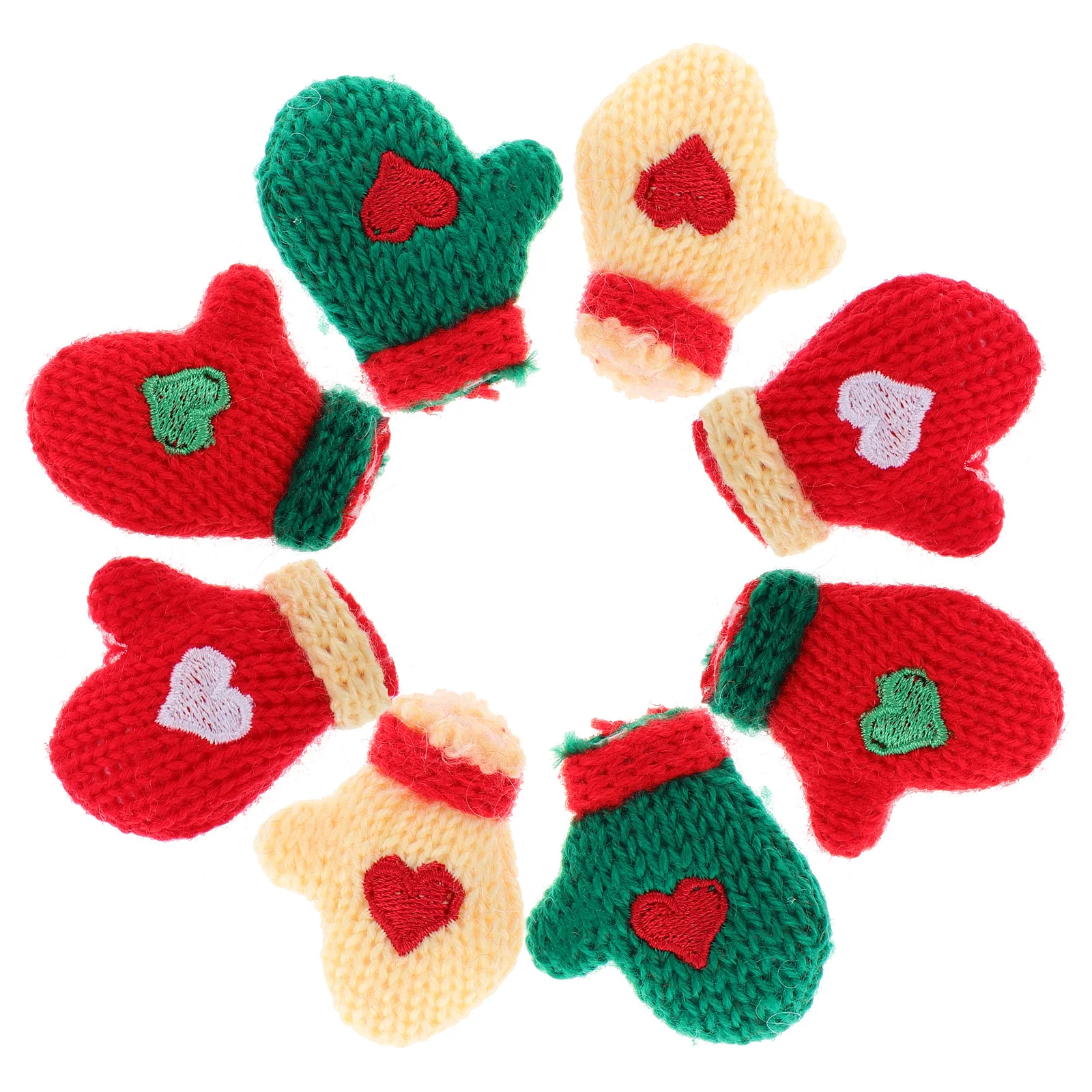 16 Pcs Christmas Woolen Knitted Gloves Ornaments for Kids Decorative Snowman Napkin DIY Plush Craft Supplies Women's