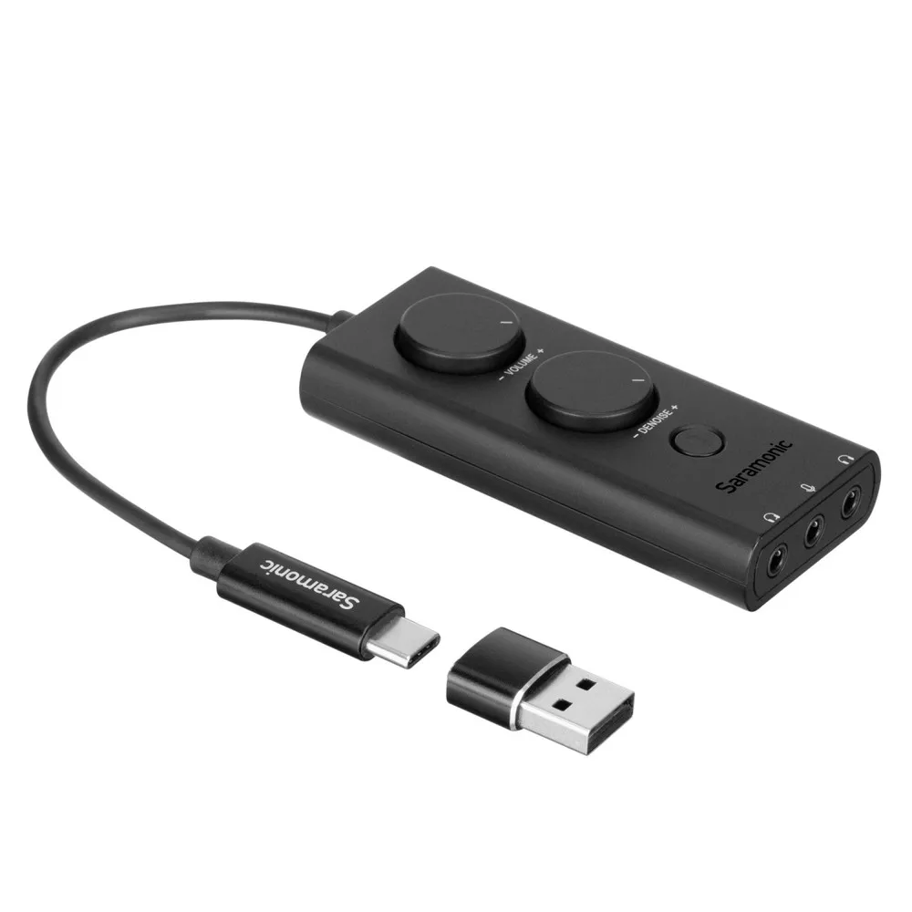 

SR-EA5 USB-C Interface with 3.5mm TRS Mic Input, 2 Headphone Out, Mute, Noise Cancelation & USB Adapter