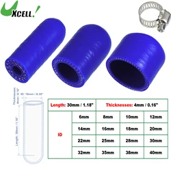 UXCELL 6mm/8mm/10mm/12mm/14mm/16mm/18mm-40mm ID 30mm Length Car Silicone Hose End Cap Silicone Tube with Clamps