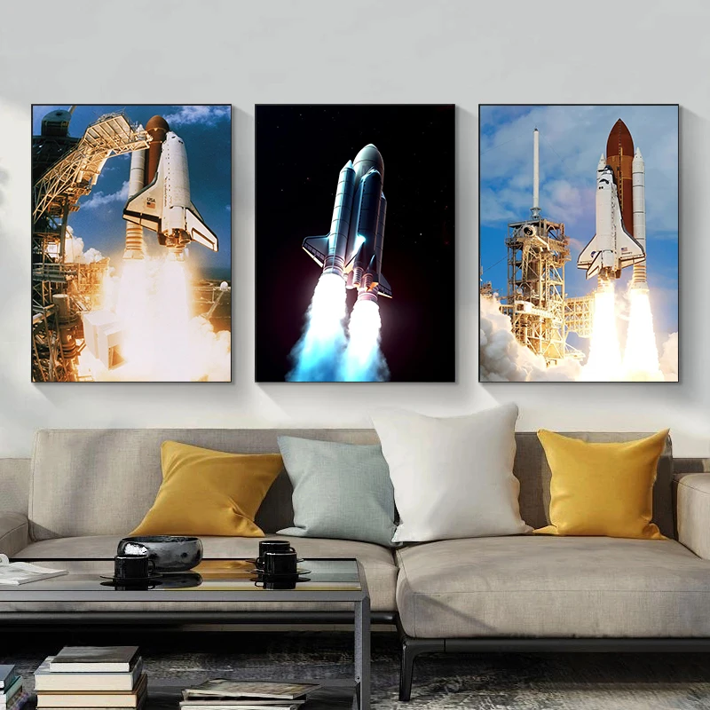 Space Rocket Series Poster Print Canvas Art Pictures Home for Living Room and Bedroom Modern Wall Decor Frameless Painting