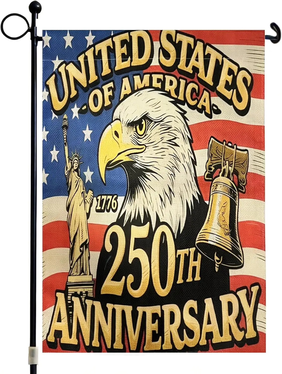 250 Anniversary usa Garden Flag 12x18 Double Sided, 1776-2026 USA 250th Anniversary Patriotic Yard Decor Vintage US Map Flag MMZ