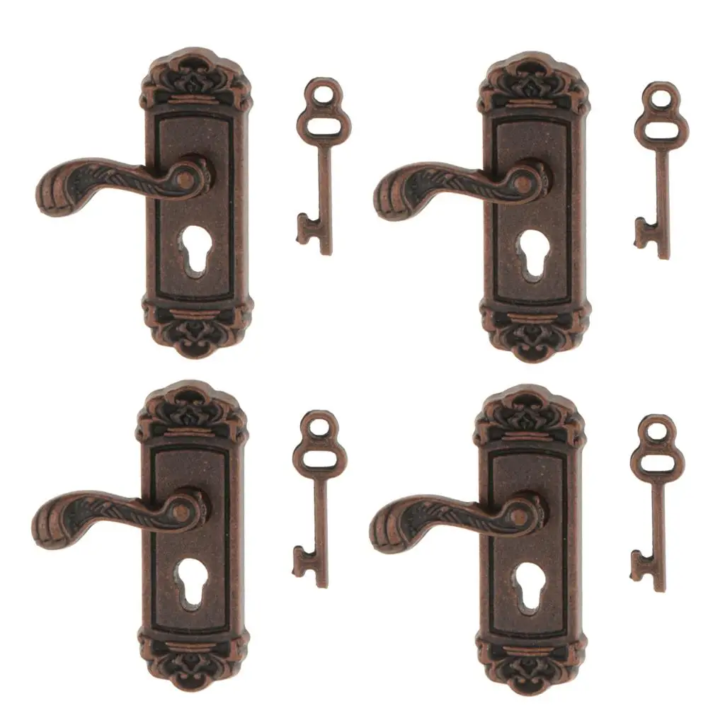 Bouton de porte l'inventaire en métal bronze, maison de courses, poignée de magasin, accessoire de clé, 4 pièces