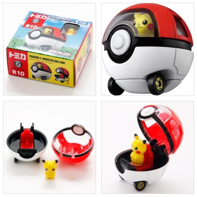 TOMY Takara  Kawaii Pokemon Figures Pikachu Poké Ball Car Exquisite Model Toy Anime Collection Perfect Children Gifts