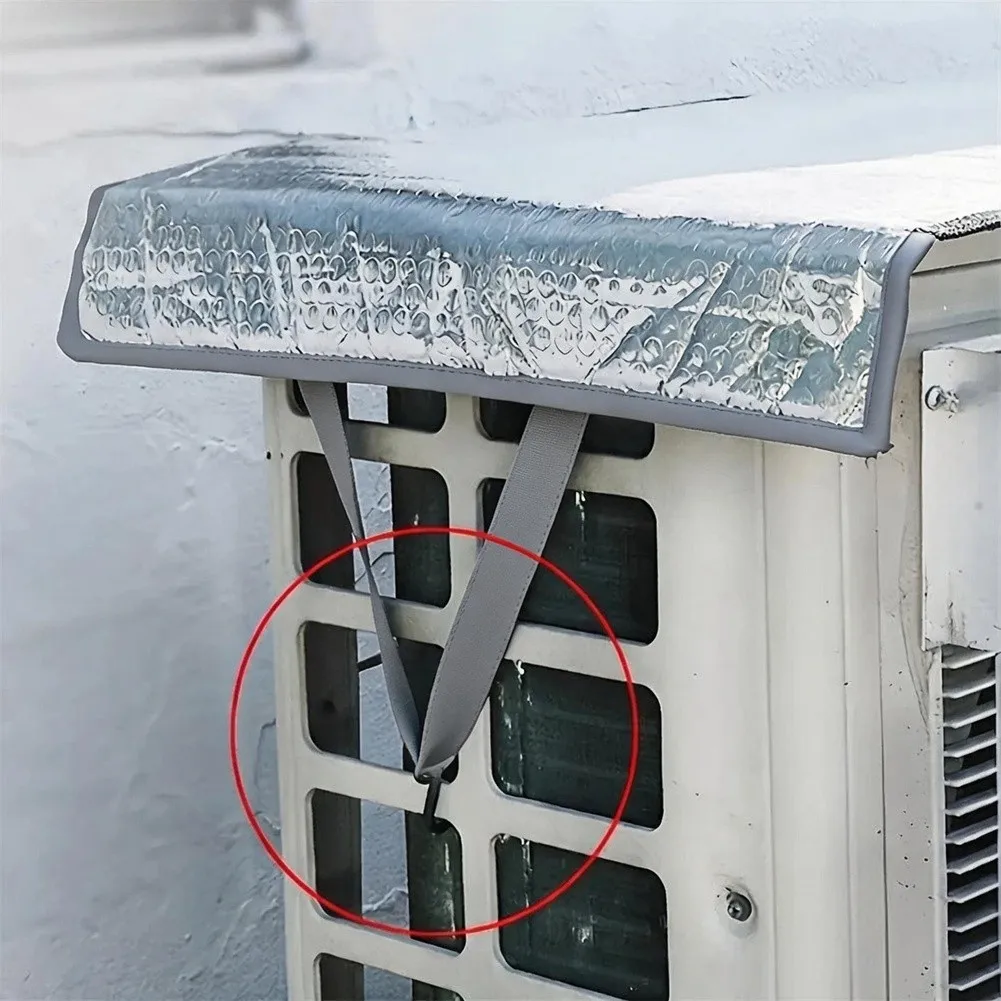 AC Unit Cover for Outdoor Use 46x95 cm Weather Resistant Sun Rain Snow Dust Protection Aluminum Foil and PP Buckle Construction
