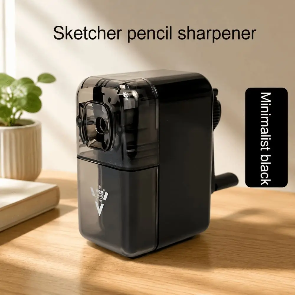Transparent/Black Pencil Sharpener Long Point Adjustable Hand Crank Pencil Sharpener Art Designer Manual Pen Sharpener