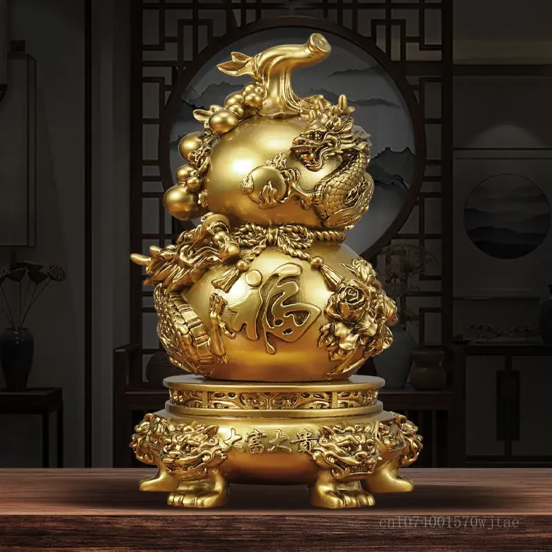 

Creative Lucky Gourd Dragon Pattern Sculpture Ornaments, Resin Crafts, Home, Living Room, Bedroom, Office, Store, Gift, 1Pc