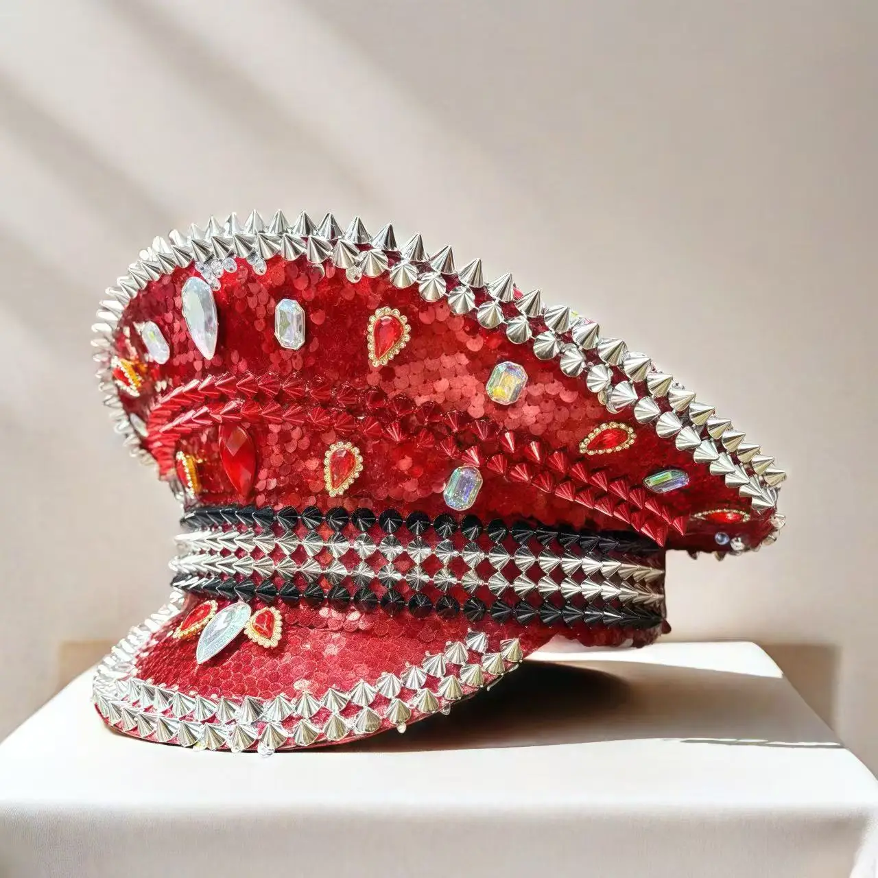 

Капитанская шляпа в стиле стимпанк со стразами для фестиваля Burning Man для женщин, винтажные военные аксессуары и кепка для мужчин