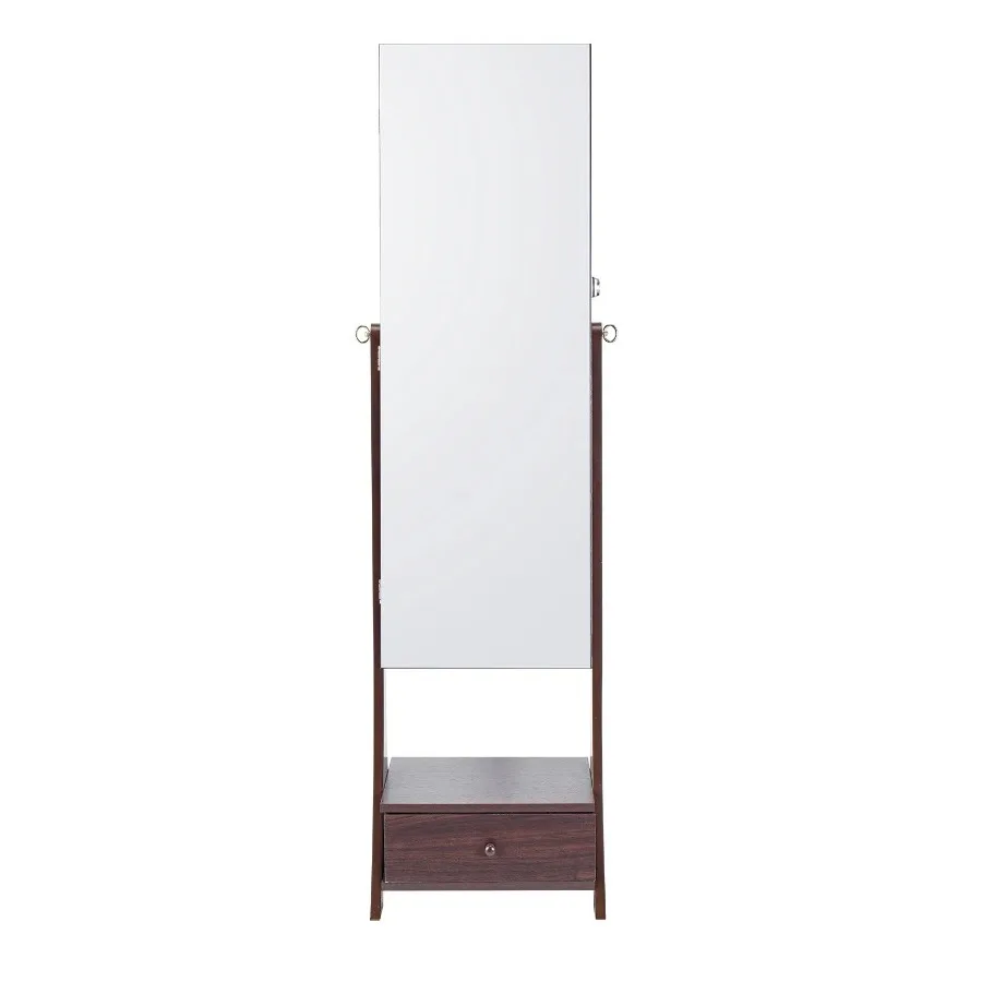 

Mirror Jewelry Cabinet Standing Mirror with Storage Full Length Brown