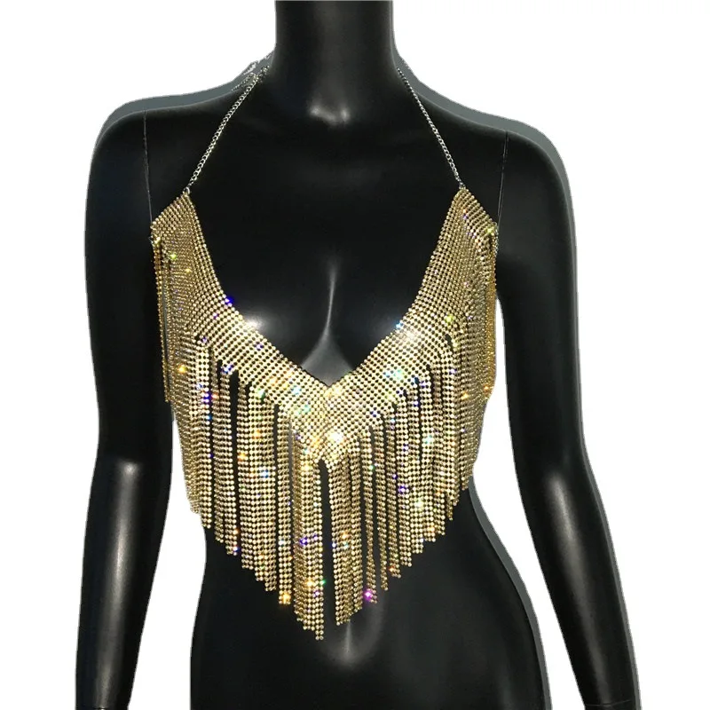 Vest Sexy Tassel Rhinestone SuSpender Nightclub Party Sweet And Spicy Feng Shui DiamonD Top