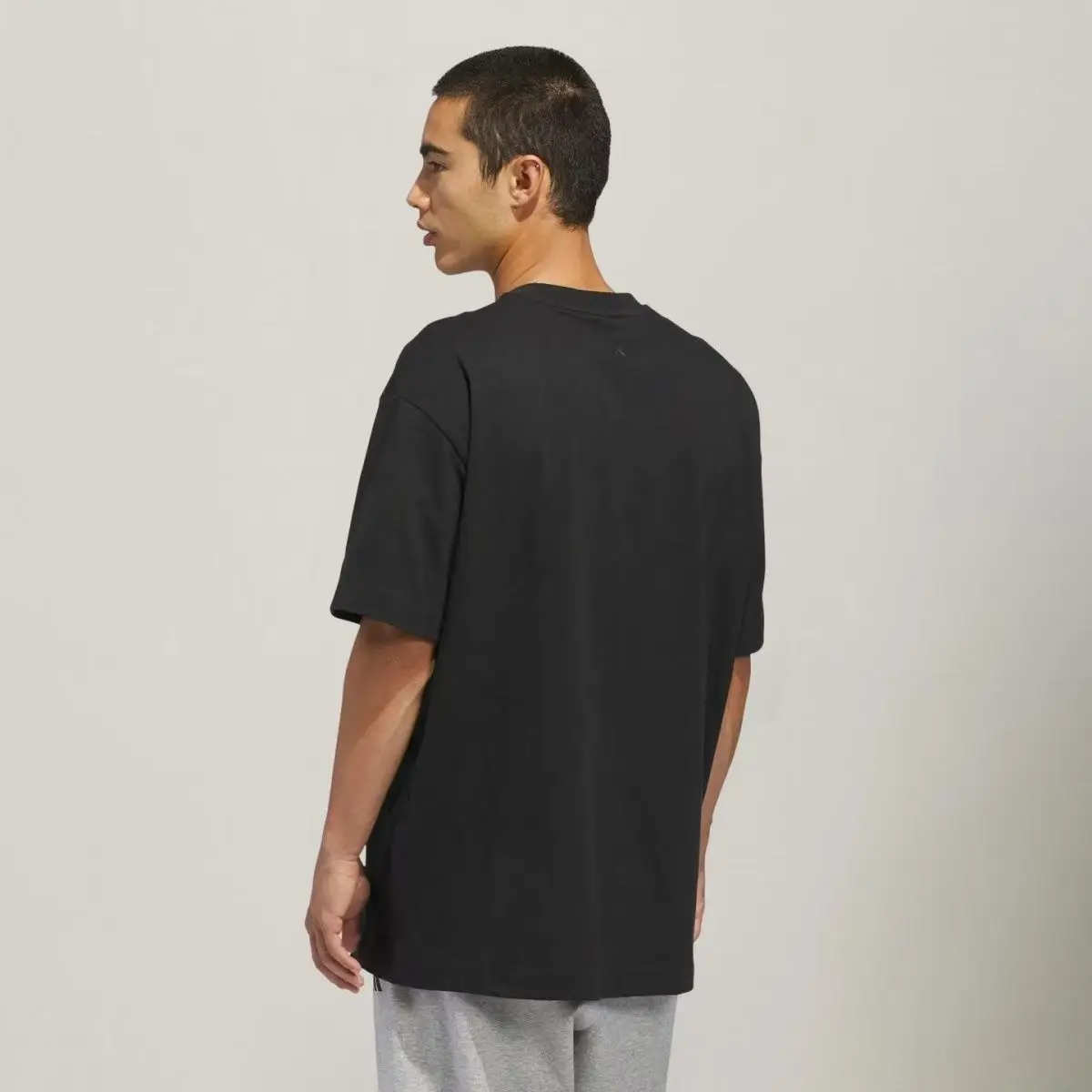 Adidas Short-Sleeved T-Shirt for Men and Women, Sports Running Training, Comfortable, Versatile, Casual, Simple, Loose, Round Neck, Ribbed, Pure Cotton, Black Kb7560