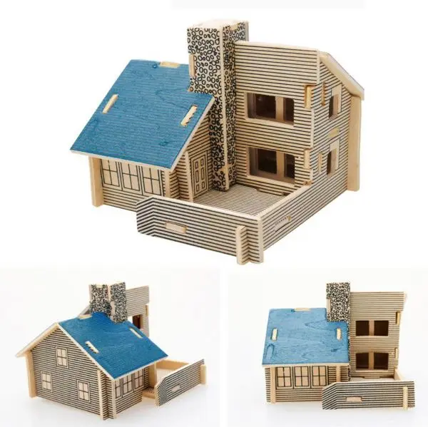 3D Wooden Puzzle-Blue Home