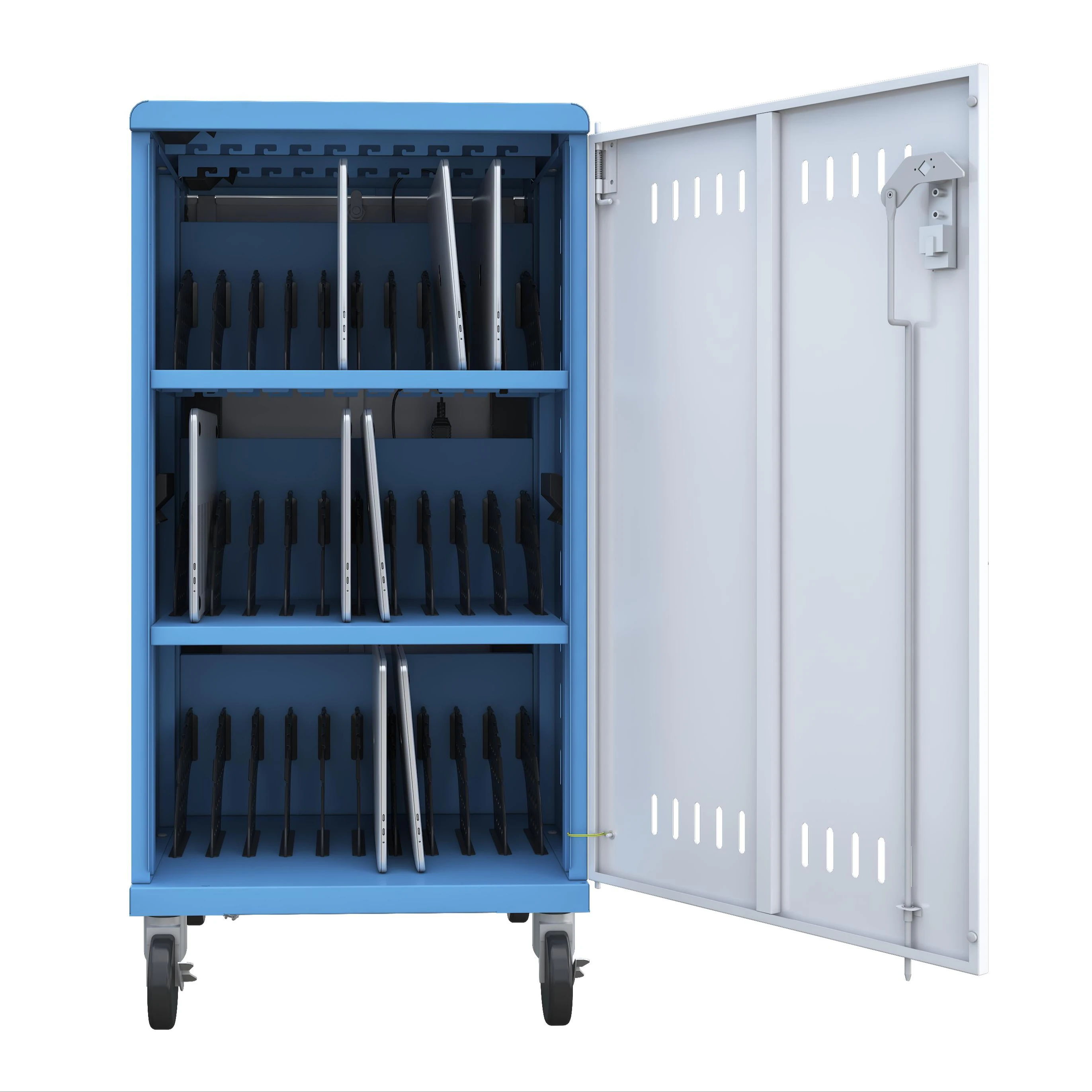 30-Piece School Supplies AC PDU Tablet Chromebook Laptop Charging Cabinet with 4 Mute Casters Other Educational Equipment