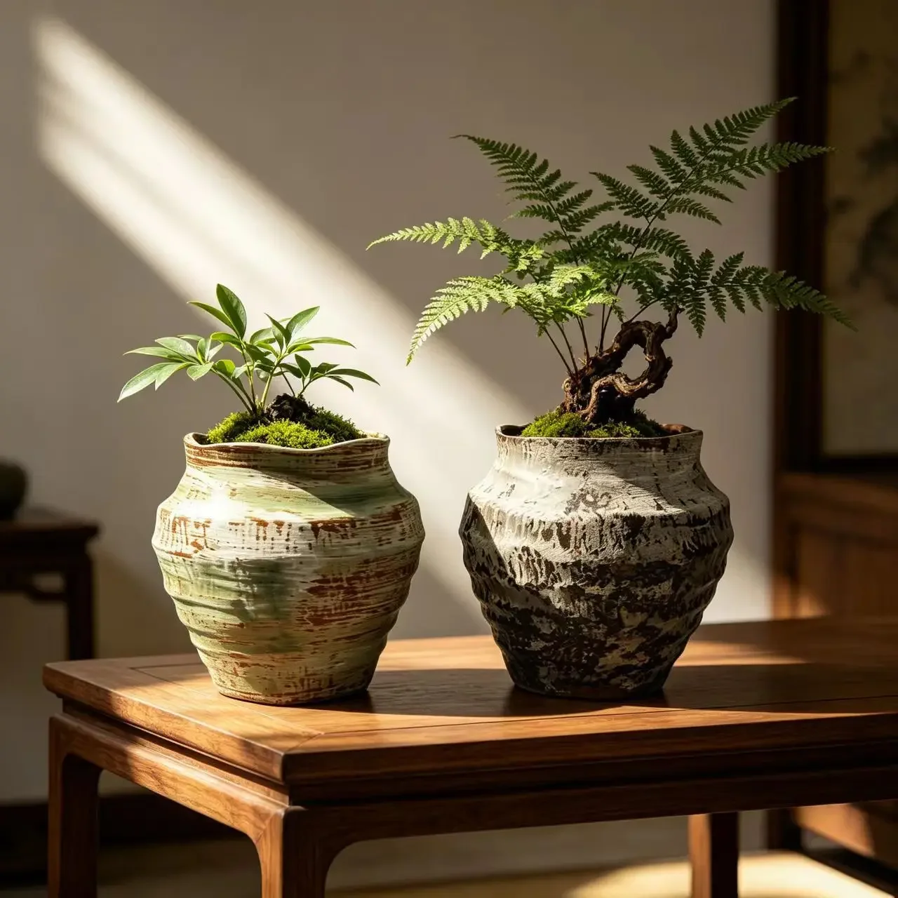 D27 Ceramic Flower Pot Wabi Sandy Wind Desktop Potted Plant Green Plant Succulent Old Flower Utensils Succulent Landscaping Pot