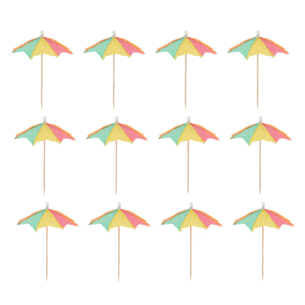 100 Pcs Cocktail Umbrella Appetizer Picks Umbrellas Cake Cupcake Topper Bamboo Drink Beach Toppers Pool Party Paper