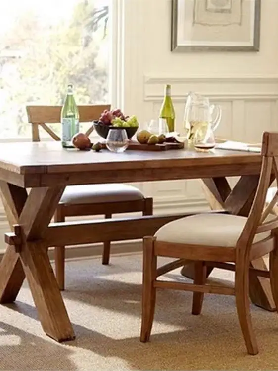 American rural all-solid wood dining table rectangular dining  household log large board table retro office negotiation table