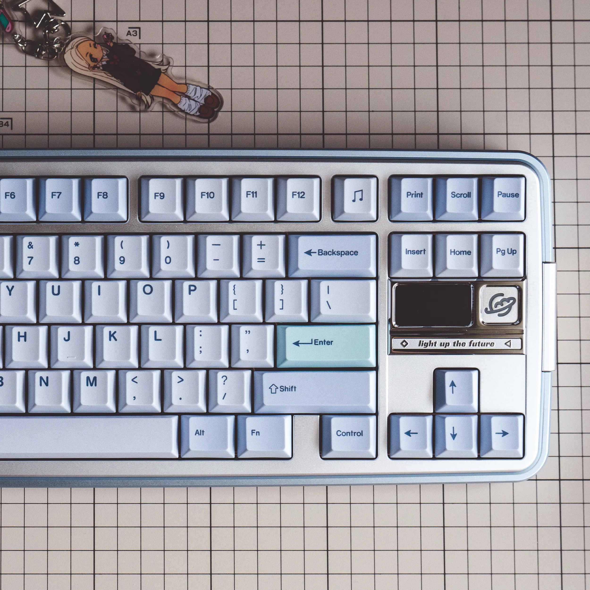 Starlight Anodized Ice Blue PBT Keycaps Cherry Profile Dye-Sublimation Custom Keycap Set for MX Mechanical Keyboards