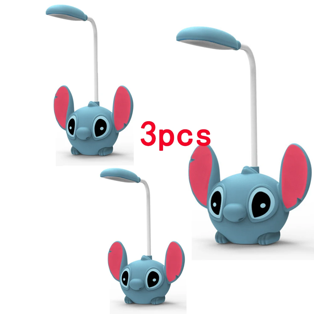 1-3pcs Disney Lilo & Stitch Led Desk Lamp With Pencil Sharpener Foldable Light Cute Desk Lamp Usb Recharge Light Gift