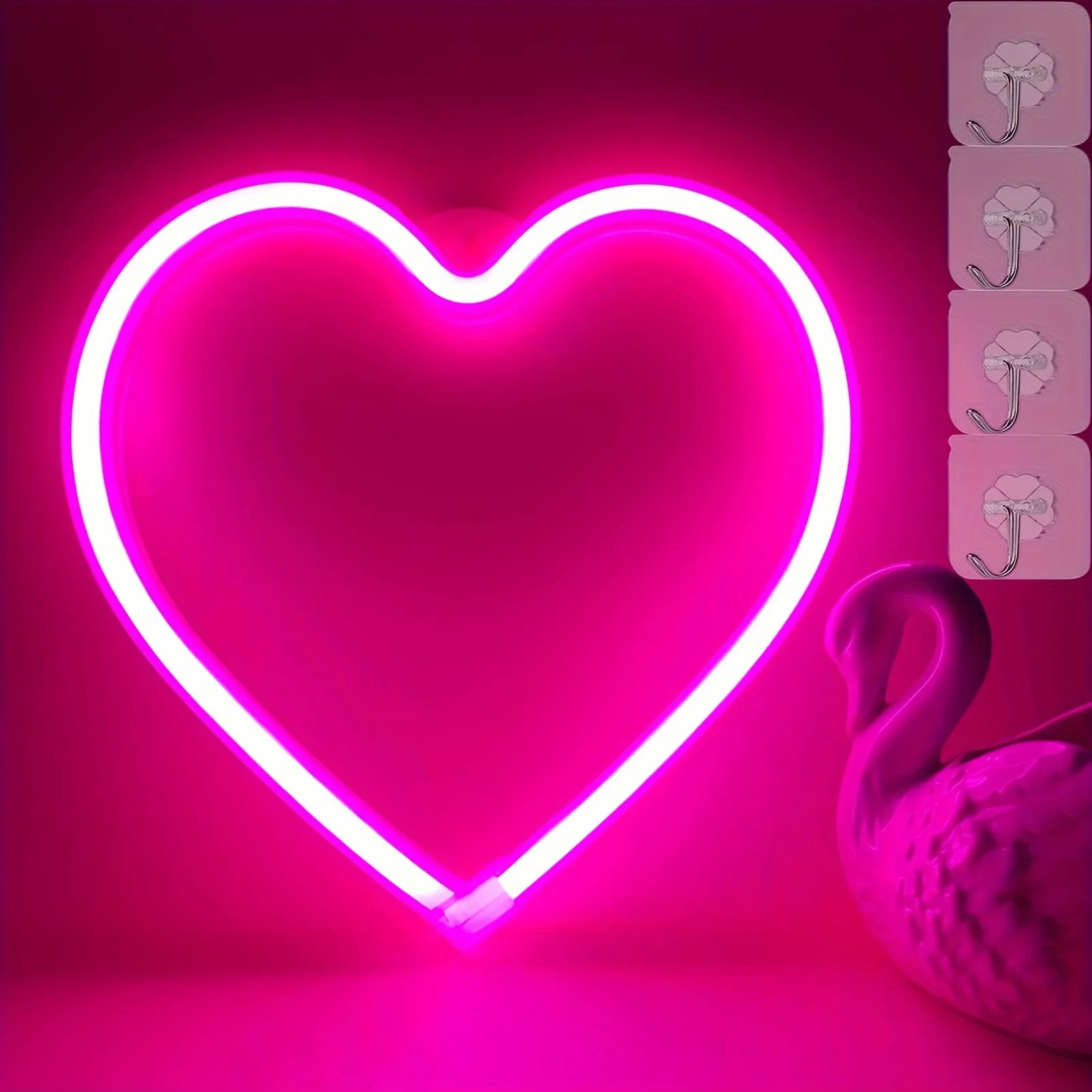 UponRay USB LED Neon Light Wall Decoration Lightning Heart Neon Sign Night Light for Kids Bedroom Wedding Party Gif