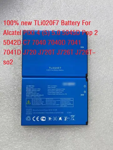 100% new TLi020F7 Battery For Alcatel PIXI 4 (5) 5.0 5045D Pop 2 5042D C7 7040 7040D 7041 7041D J720 J720T J726T J726T-so2