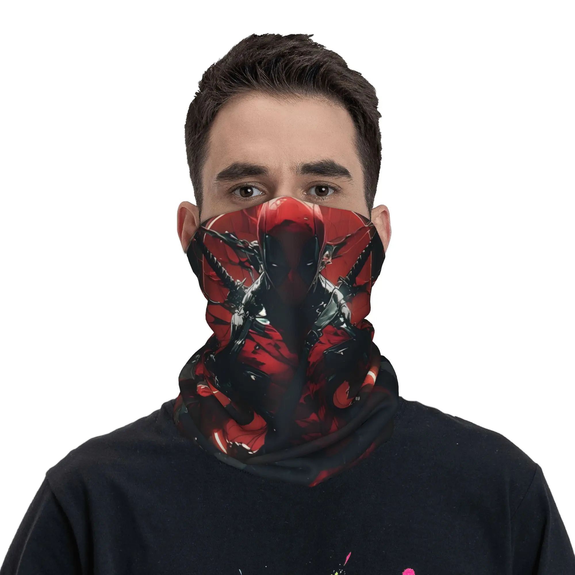 Custom Deadpool Cool Winter Headband Neck Warmer Women Men Ski Camping Tube Scarf Anime Cartoon Face Bandana Gaiter
