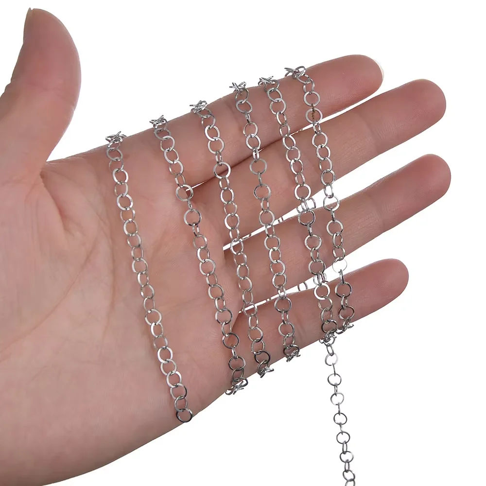 Großhandel 2m/Stück Edelstahl Polier-O-Ring-Kette für Halsketten DIY Schmuckherstellung Zubehör Handgemachte Materialien – Detail 4