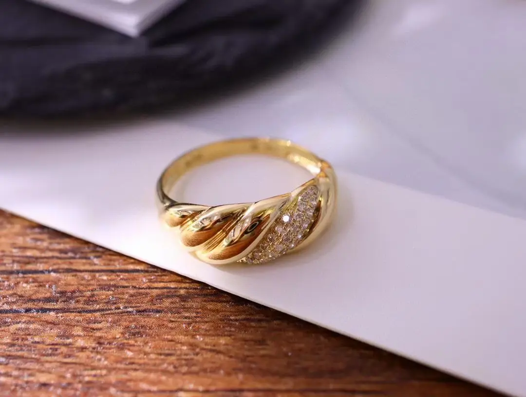 

2025 Hot-selling 925 Silver Croissant Rings For Women 18K Gold CZ Diamond Chunky Finger Band Statement Fine Jewelry Dropshipping