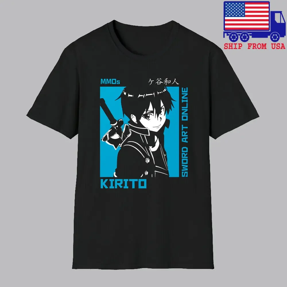 Sword Art Online SAO Kirito Anime camiseta negra para hombre talla S-5XL